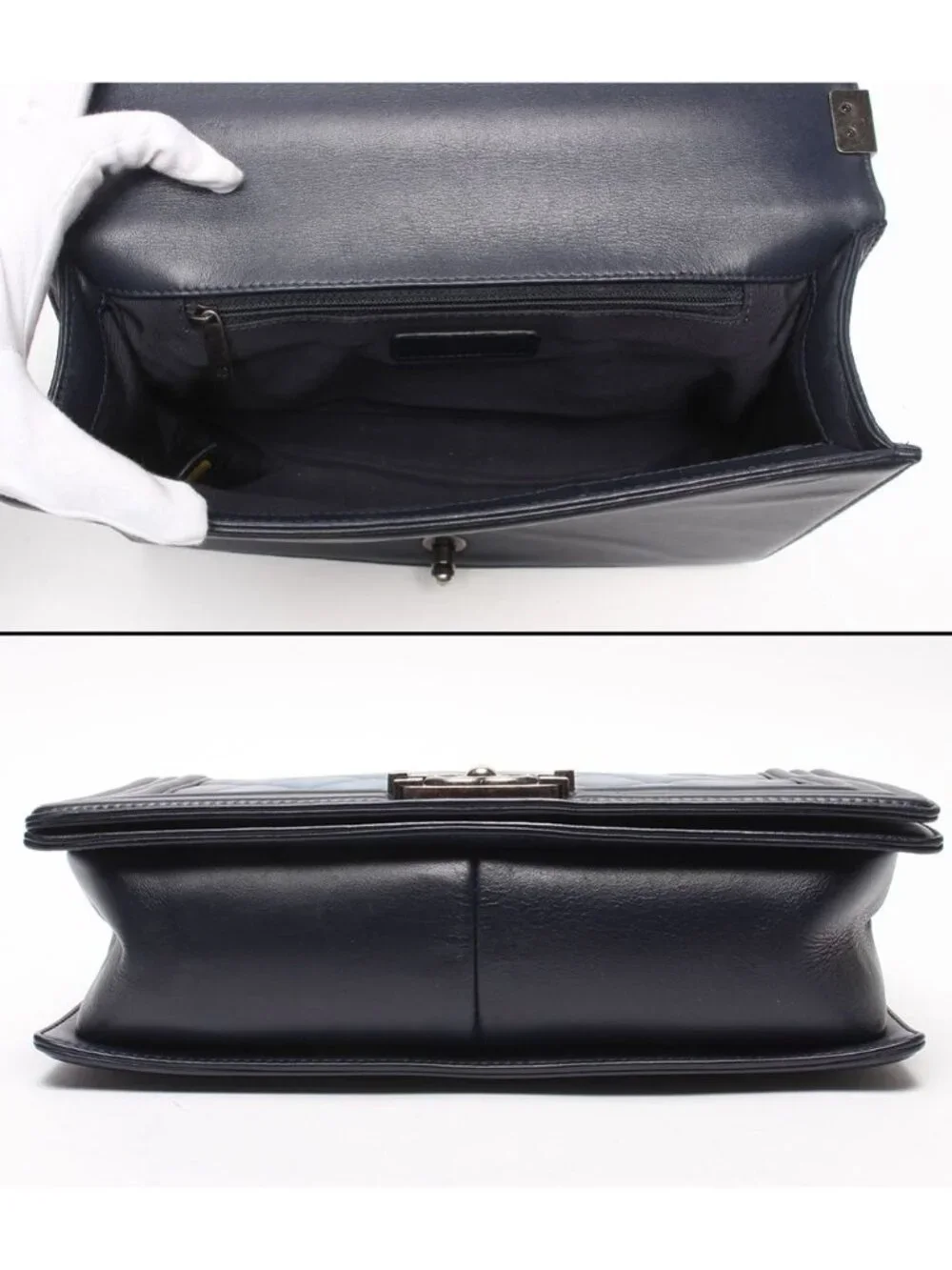 Chanel Chain Shoulder Bag Silver Single Flap Boy 25